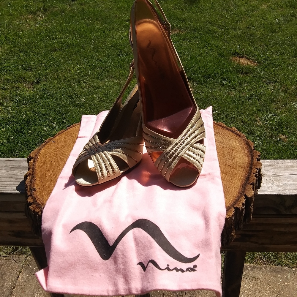 Camille gold satin high heels